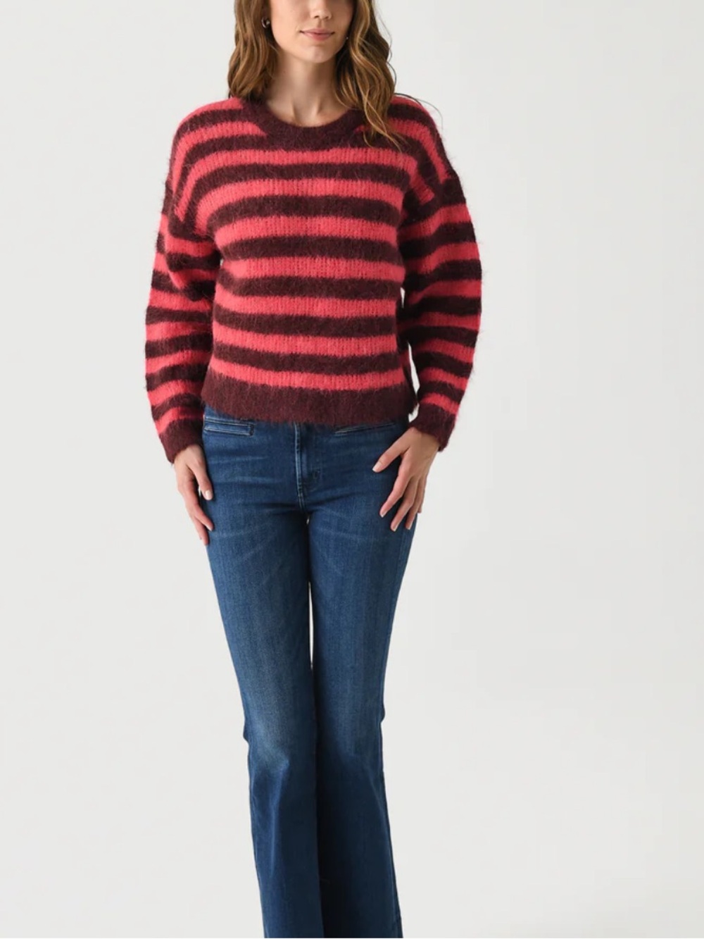 AMERICAN VINTAGE Pink & Burgundy Bymi Striped Sweater - Picture 2 of 8